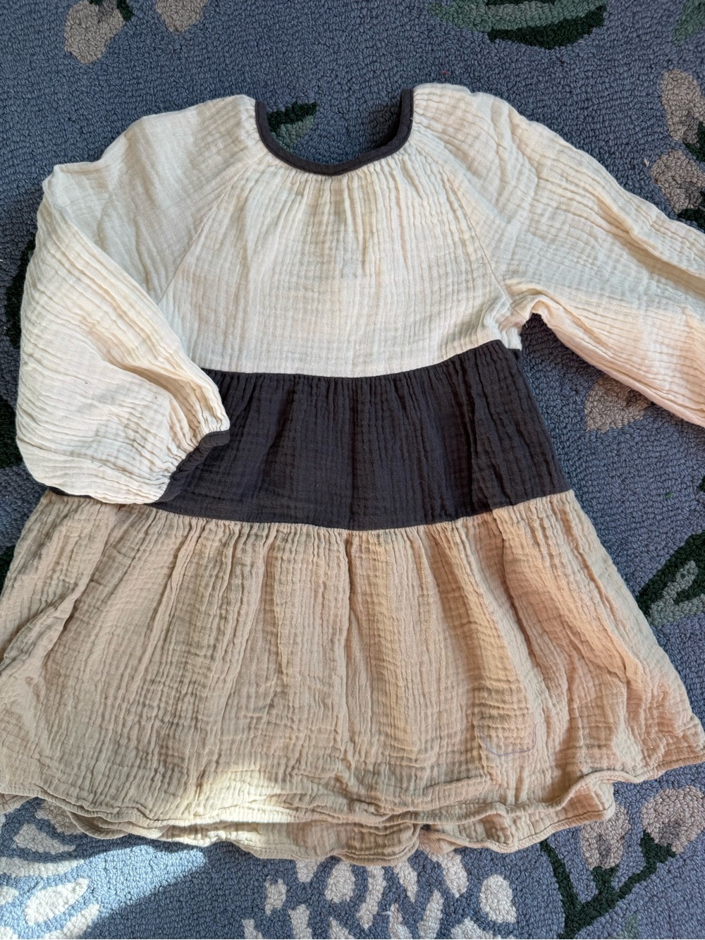Zara Cream and Dark Brown Tiered Gauze Dress